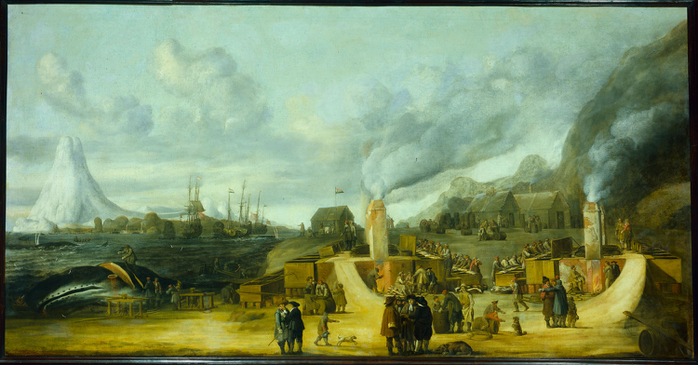 De traankokerij van de Amsterdamse Kamer der Groenlandse Compagnie op Amsterdam Eiland bij Spitsbergen (700x365, 341Kb)