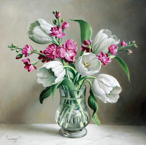 Pink Matthiola and Tulips (500x496, 77Kb)