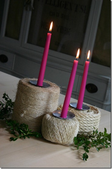 diy projects with jute--use spool of jute as a candle holder[8] (369x554, 57Kb)