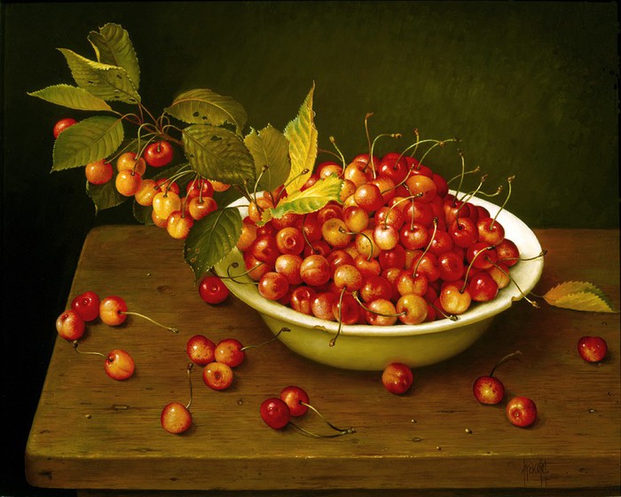 WHITE BOWL OF CHERRIES 46x56 cms oil on canvas 1992 (700x560, 98Kb)