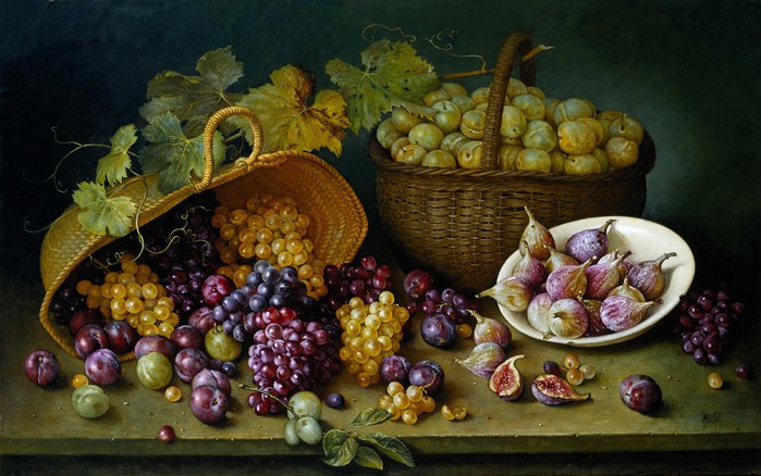 FRUITS IN RUSTIC SETTING 71x112 cms oil on canvas 1991 (700x438, 97Kb)