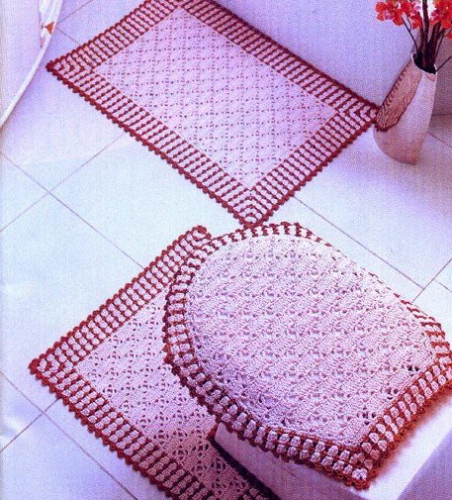 Вязаные коврики для ванной и туалета