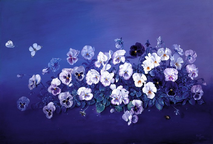 PPANSIES IN MORNING DEW 24x36 inches-61x91 cms oil on canvas 1999 copy (700x472, 79Kb)