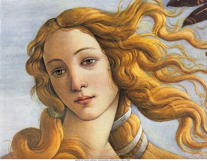 Birth of Venus (detail) by Sandro Botticelli, 1485 (700x543, 179Kb)