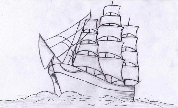 Нарисовать корабль фото