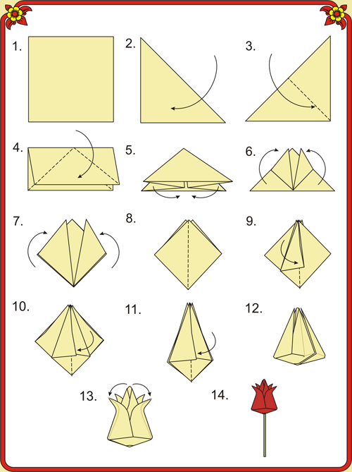 Оригами тюльпан из бумаги: пошаговые инструкции для детей