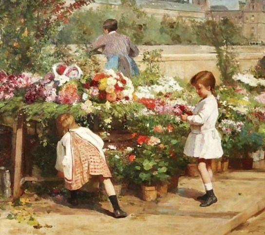Victor-Gabriel Gilbert (French Academic Painter, 1847-1933) The Young Flower Seller (544x482, 92Kb)