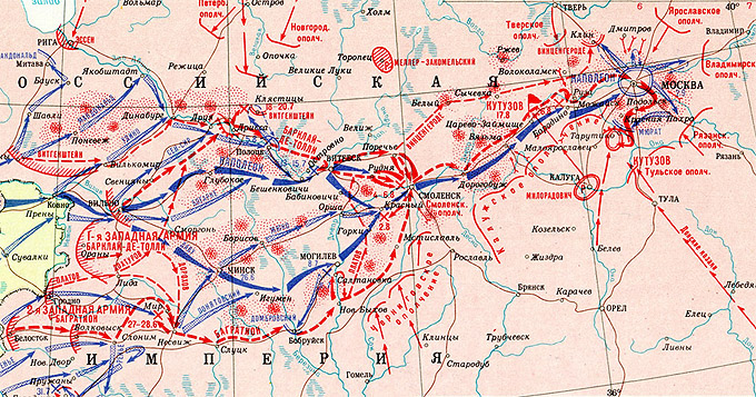 Карта наступления французов 1812
