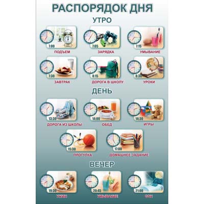 Картинки режим дня школьника в картинках