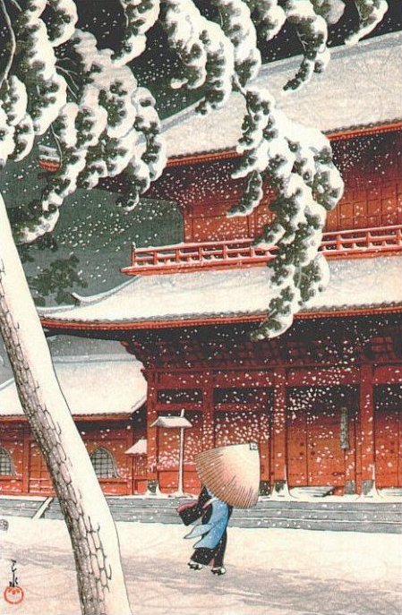 Snow at Zozoji Temple, Shiba (449x687, 105Kb)