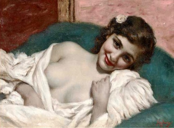 Vincenzo Migliaro (1858  1938, Italian) a-young-beauty (600x443, 65Kb)