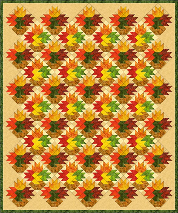 Leaf Vase Lap Quilt (586x700, 237Kb)
