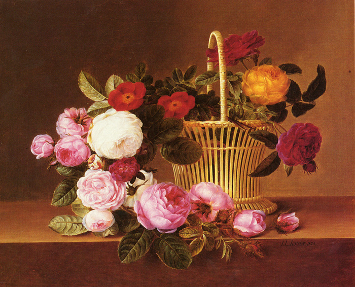 a_basket_of_roses_on_a_ledge-largeA Basket Of Roses On A Ledge (700x566, 232Kb)