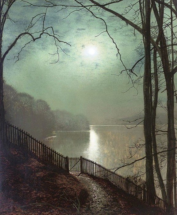 Лунный свет на озере, Раундхей Park, (577x700, 152Kb)