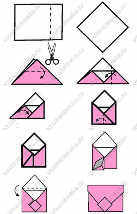 Как сделать конверт из квадратного листа бумаги