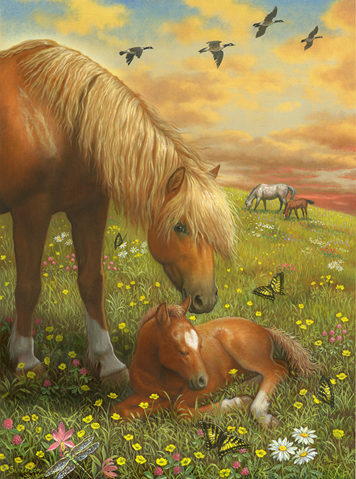 AH033R_Halflinger Mare and Foal R (520x700, 226Kb)