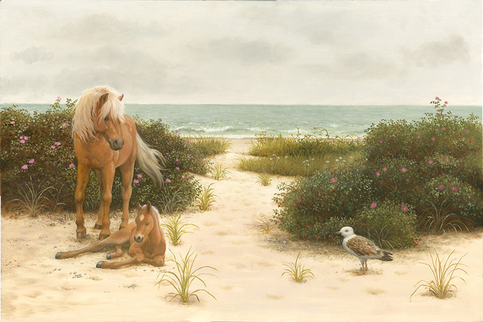 AH037_Halflinger Horses Asleep by the Sea (700x467, 152Kb)