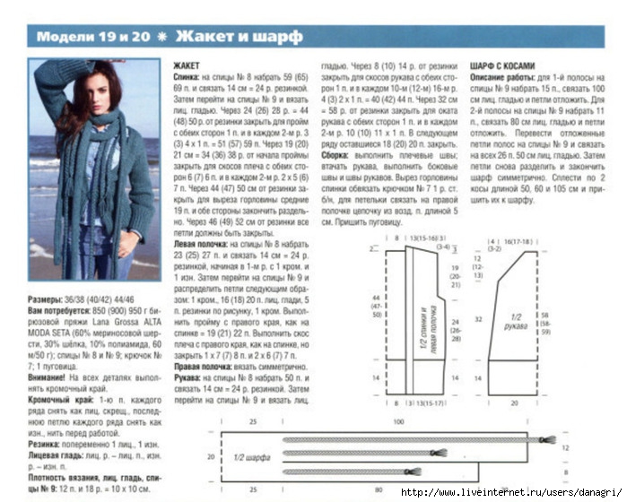 Вязаный палантин с карманами спицами схемы и описание