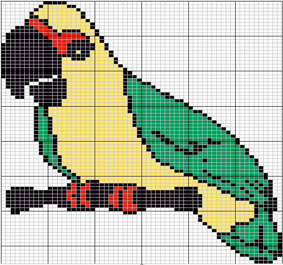 Рисовать по клеточкам попугая