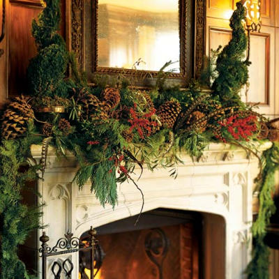 Holiday Christmas Fall decor - interior design - Fireplace and mantlepiece decor and design - 5 (400x400, 48Kb)