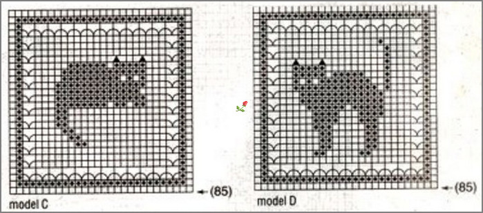 Кошки филейное вязание схемы