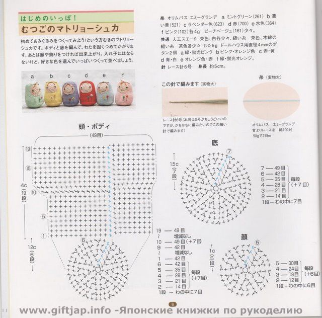 Матрешка амигуруми крючком схема