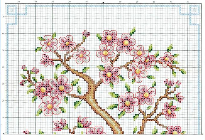 Схема вышивки крестом цветок сакура