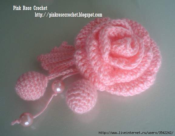 Golinha Flor Surprise - Crochet Scarflette - Pink Rose (577x450, 72Kb)