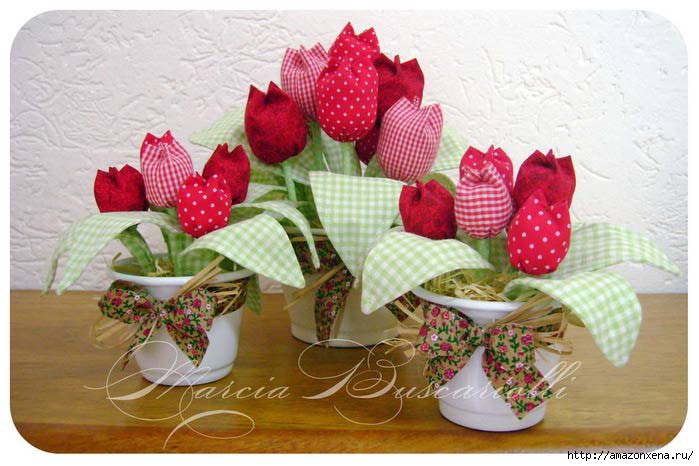 Тюльпаны из ткани своими руками. Автор Ирина Рогозина