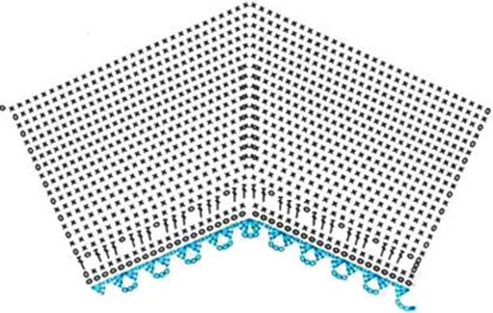 Реглан столбиками без накида крючком схема