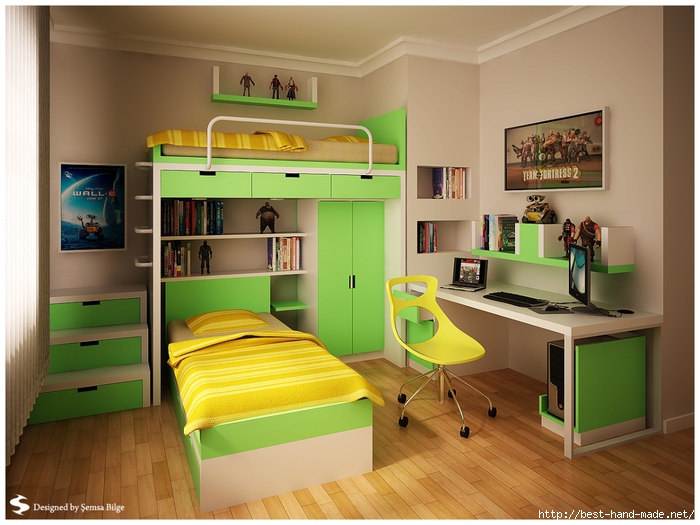 yellow-green-boys-room-with-bunk-beds-and-wooden-floor-Semsa-teen-room-design (700x525, 258Kb)