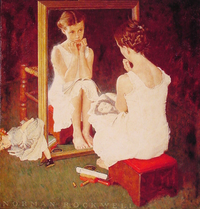 Norman Rockwell, Girl at Mirror (670x700, 193Kb)