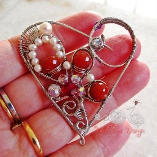 Wire Wrapped Heart Brooch - WireBliss Design 2 (522x522, 59Kb)
