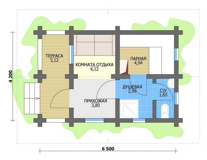 Проекты бань с террасой и купелью