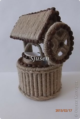 Мастер класс. Колодец из шпагата | Place card holders, Decorative wicker basket, Crafts