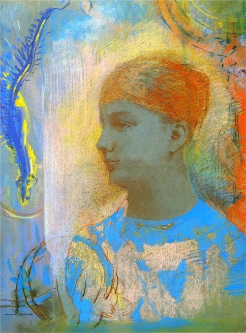 Young Girl Facing Left by Odilon Redon (no date, possibly 1880s) (500x677, 153Kb)