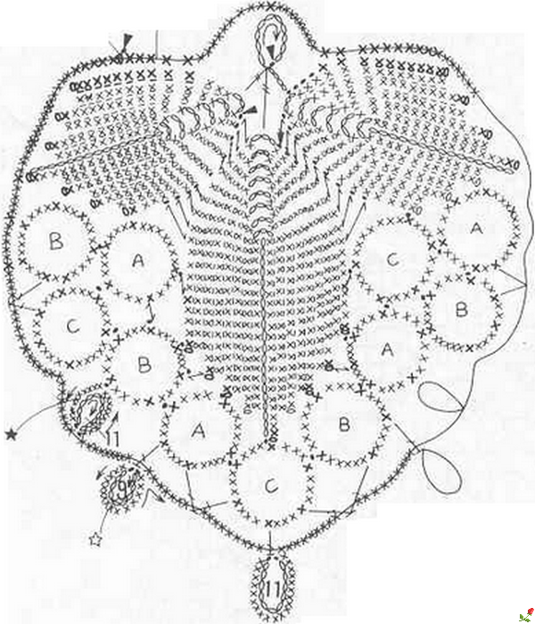 Схема салфетки виноградная гроздь крючком