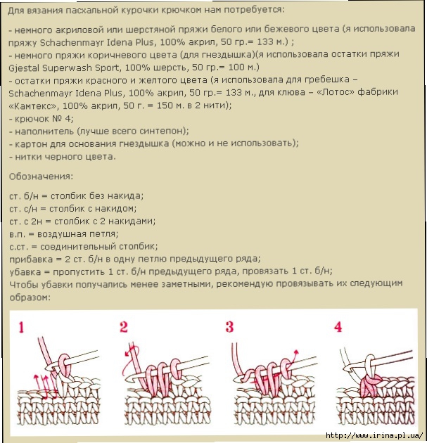 Гнездо крючком схема