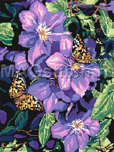 Shema-vyshivki-krestom-Clematis-Butterflies (375x500, 79Kb)