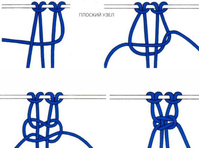 Плоский узел макраме схема