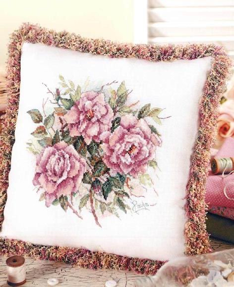 Схема вышивки роз для подушки