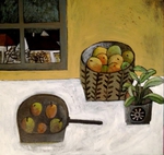  'Oranges at dusk' A toned down, still life painting 100cmx100cm available at Reading Contemporary art fair next week (700x663, 295Kb)