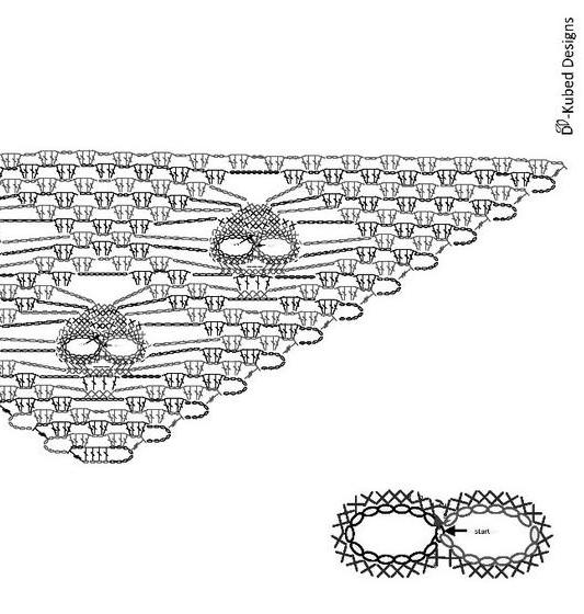Шаль с черепами крючком схема и описание
