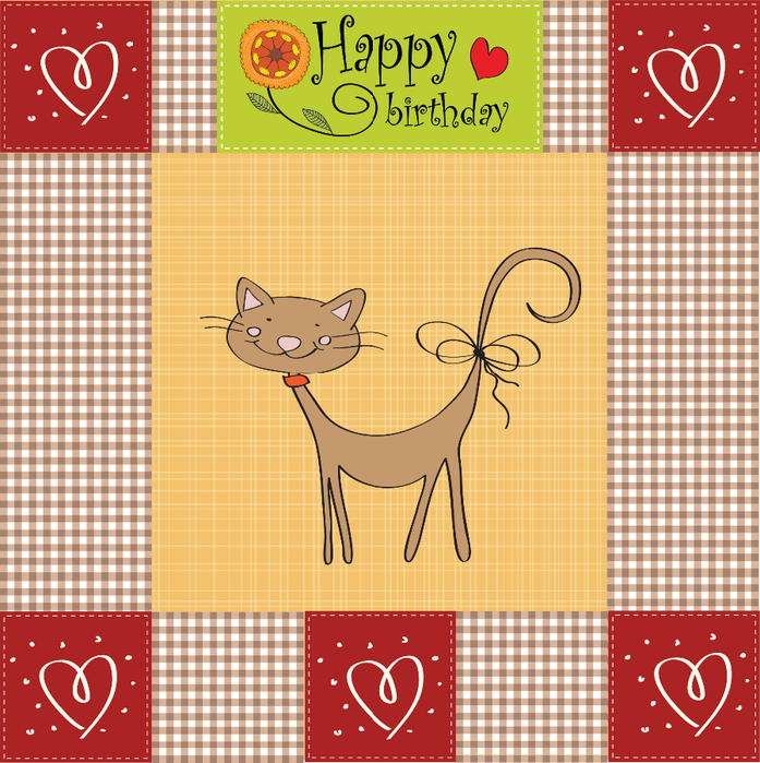Авторская детская праздничная открытка кошки озорники
