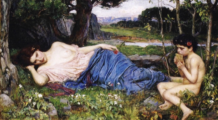 Waterhouse_Listening_to_His_Sweet_Pipings (700x383, 241Kb)