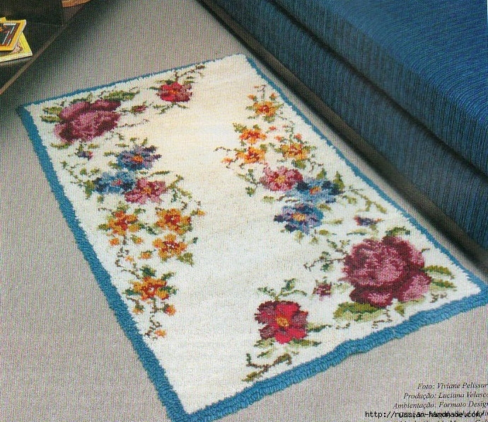 Коврики своими руками в технике ковровой вышивки. СХЕМЫ (12) (690x596, 444Kb)