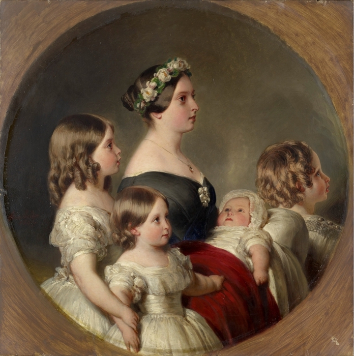 Queen Victoria with her four eldest children, Victoria, Princess Royal, Princess Alice, Prince Alfred and Albert Edward, Prince Of Wales, 1845 (696x700, 326Kb)