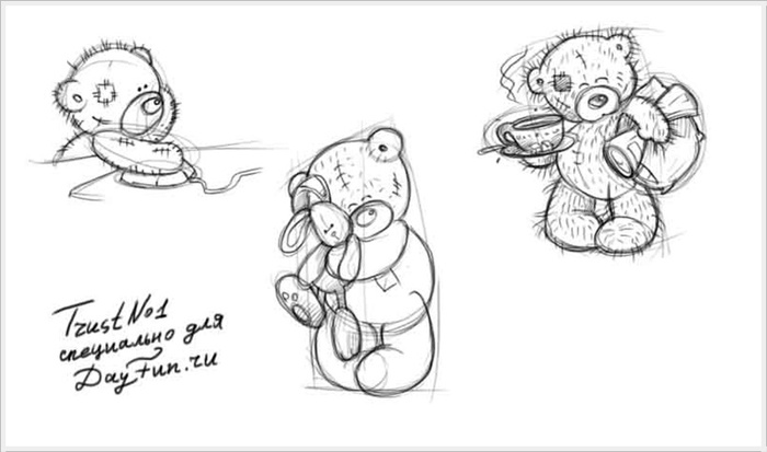 Рисунки карандашом мишка Тедди (28 фото)