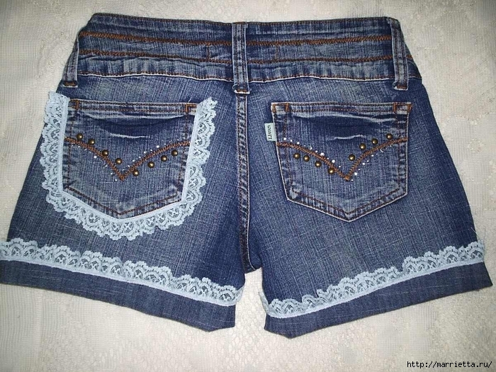 шорты из джинсов, переделка и украшение (42) (700x525, 377Kb)