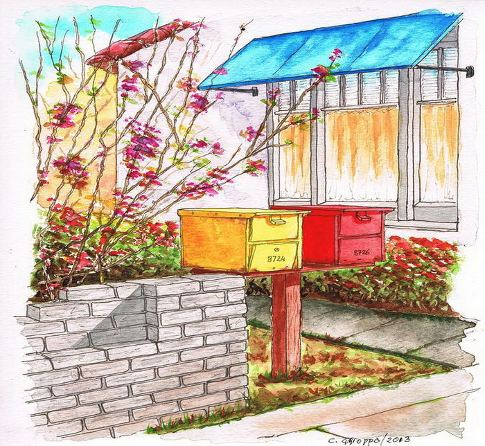 yellow-and-red-mail-boxes-in-rangely-ave--west-hollywood--california-carlos-g-groppa (700x644, 250Kb)